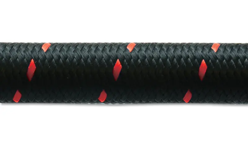 Vibrant Performance -6 An Two-Tone Flex Hose – Black And Red Nylon Braided, E85-Compatible, 20-Foot Roll 1