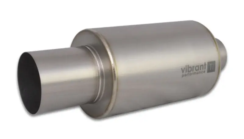 Vibrant Performance Titanium Exhaust Muffler – 2.5-Inch Inlet/Outlet, Straight-Cut Natural Finish Tip 1